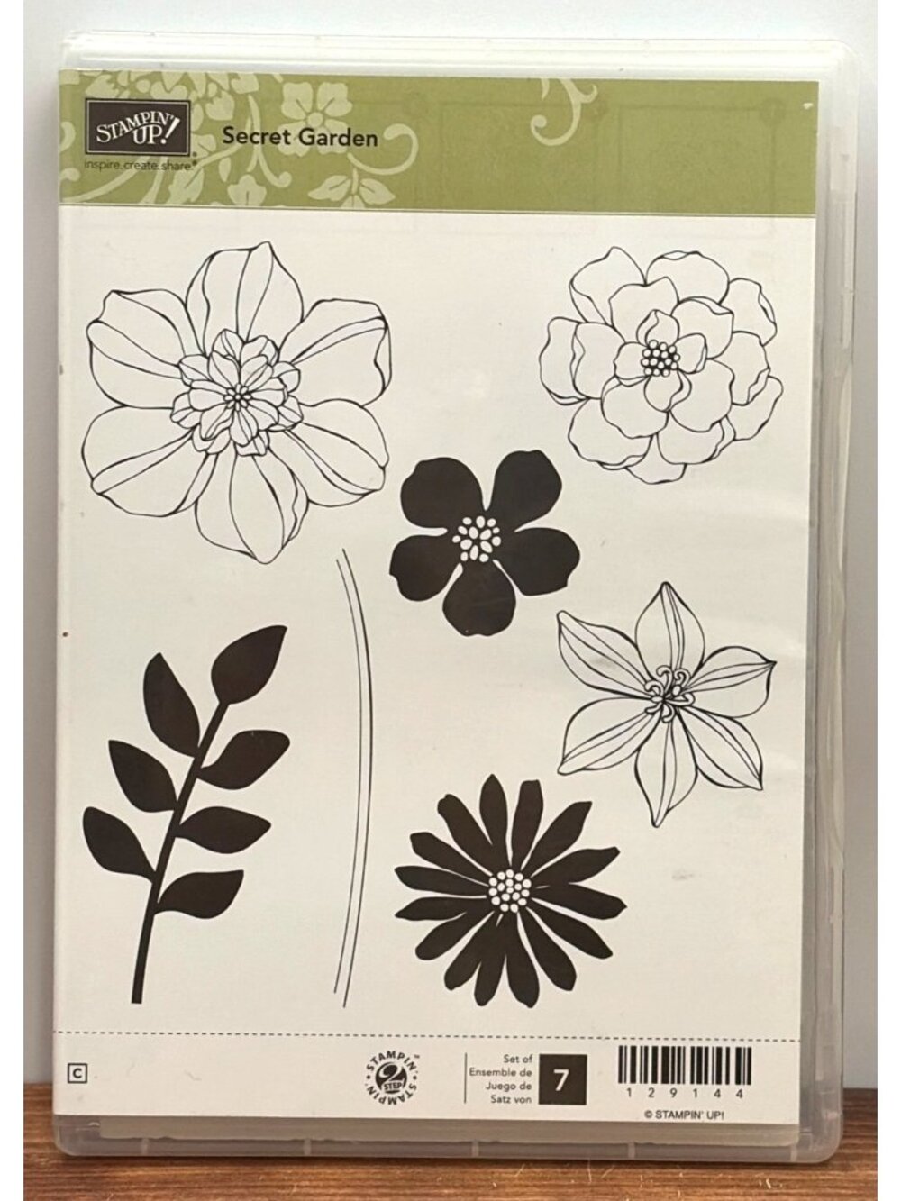 STAMPIN' UP! 129144 SECRET GARDEN CLEAR MOUNT RUBBER STAMP SET PETALS FLOWER